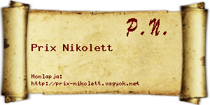 Prix Nikolett névjegykártya